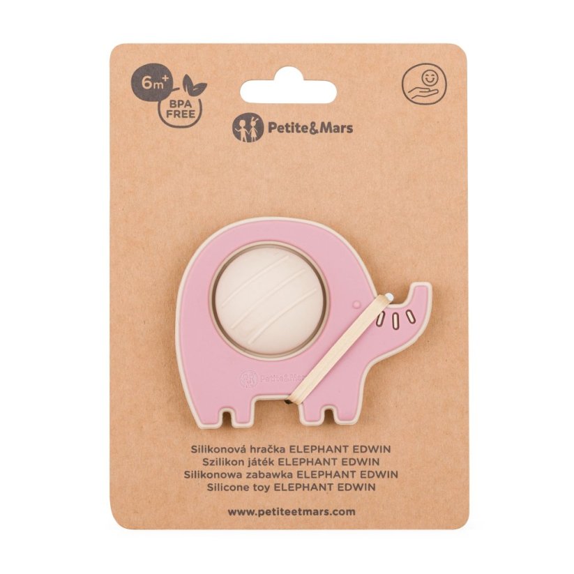 PETITE&MARS Hračka silikonová Elephant Edwin 6m+