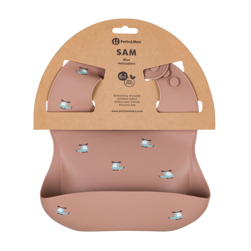 PETITE&MARS Śliniak silikonowy Take&Match ze wzorem 6m+ - Take&Match Design: Sweet Pineaples