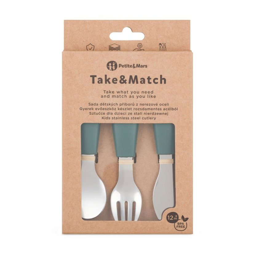 PETITE&MARS Sada príborov s nerezovej ocele Take&Match 12m+ - Take&Match: Dusty Rose