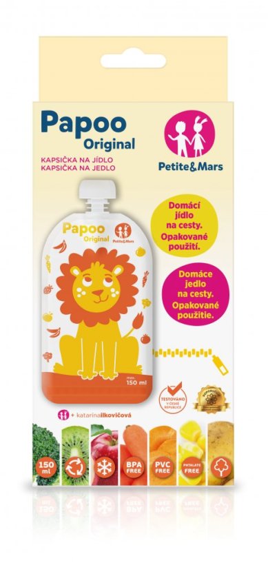 PETITE&MARS Kapsička na jídlo Papoo 6 ks - Varianty Papoo: Lion